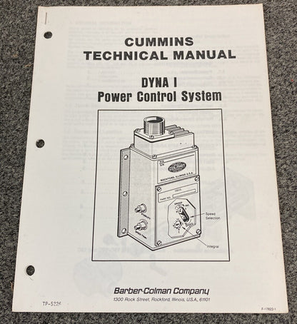 CUMMINS TP-5226 DYNA I POWER CONTROL SYSTEM TECHNICAL MANUAL