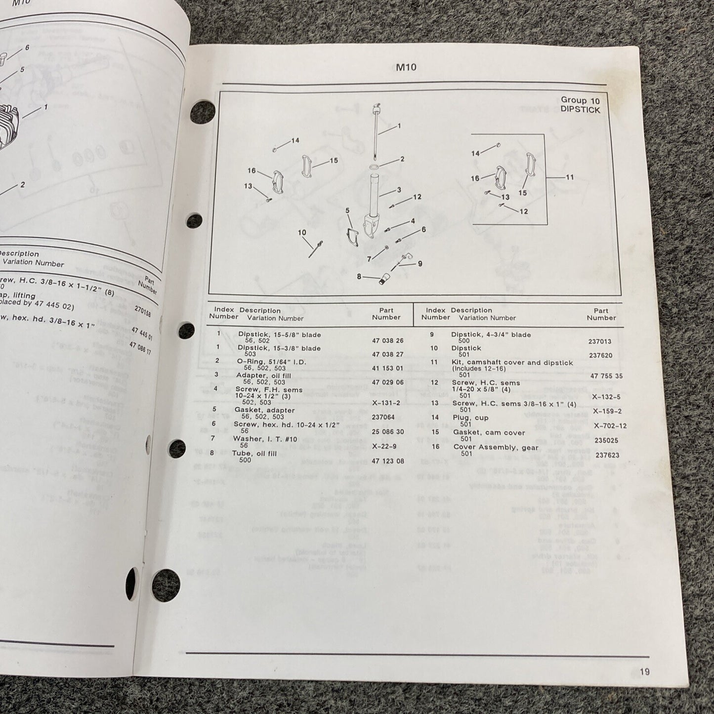 KOHLER ENGINES TP-2229-C MAGNUM MODEL M10 10 HP PARTS MANUAL
