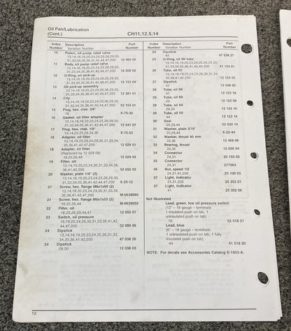 KOHLER ENGINES TP-2401-B LOOSE-LEAF PARTS MANUAL COMMAND 11, 12.5, 14 HP