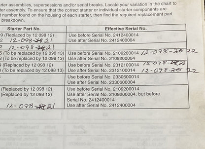 KOHLER ENGINES TP-2401-B LOOSE-LEAF PARTS MANUAL COMMAND 11, 12.5, 14 HP