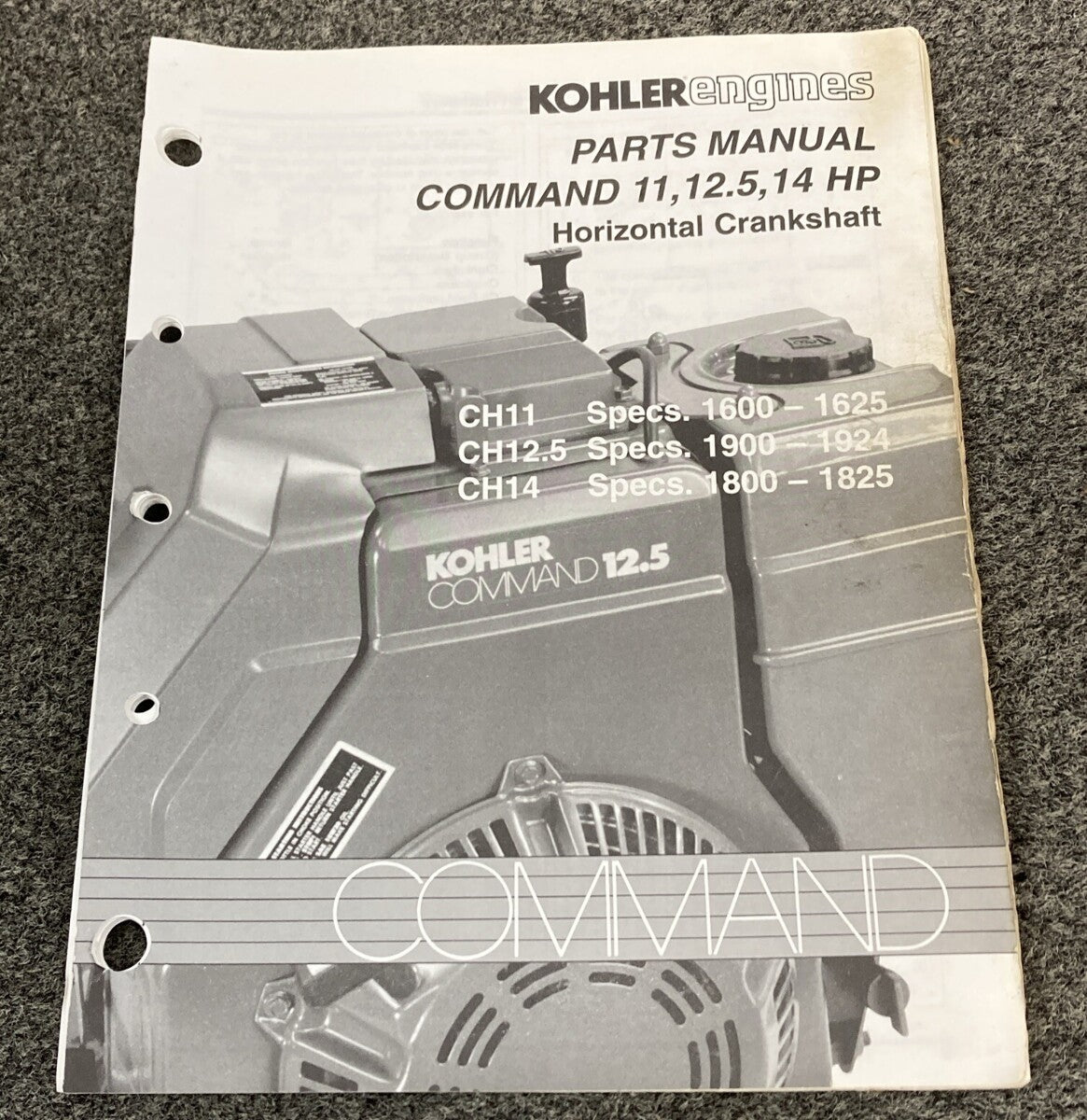 KOHLER ENGINES TP-2401-B LOOSE-LEAF PARTS MANUAL COMMAND 11, 12.5, 14 HP