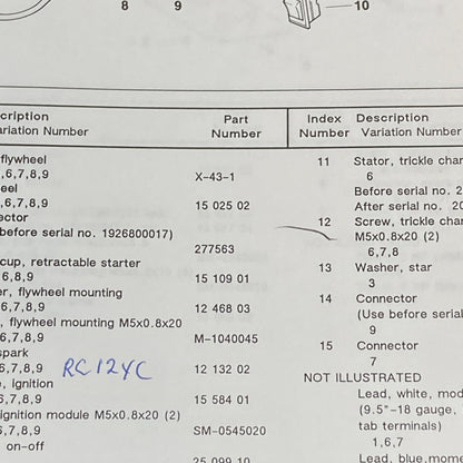 KOHLER ENGINES TP-2356-A PARTS MANUAL COMMAND 5 HP HORIZONTAL CRANKSHAFT