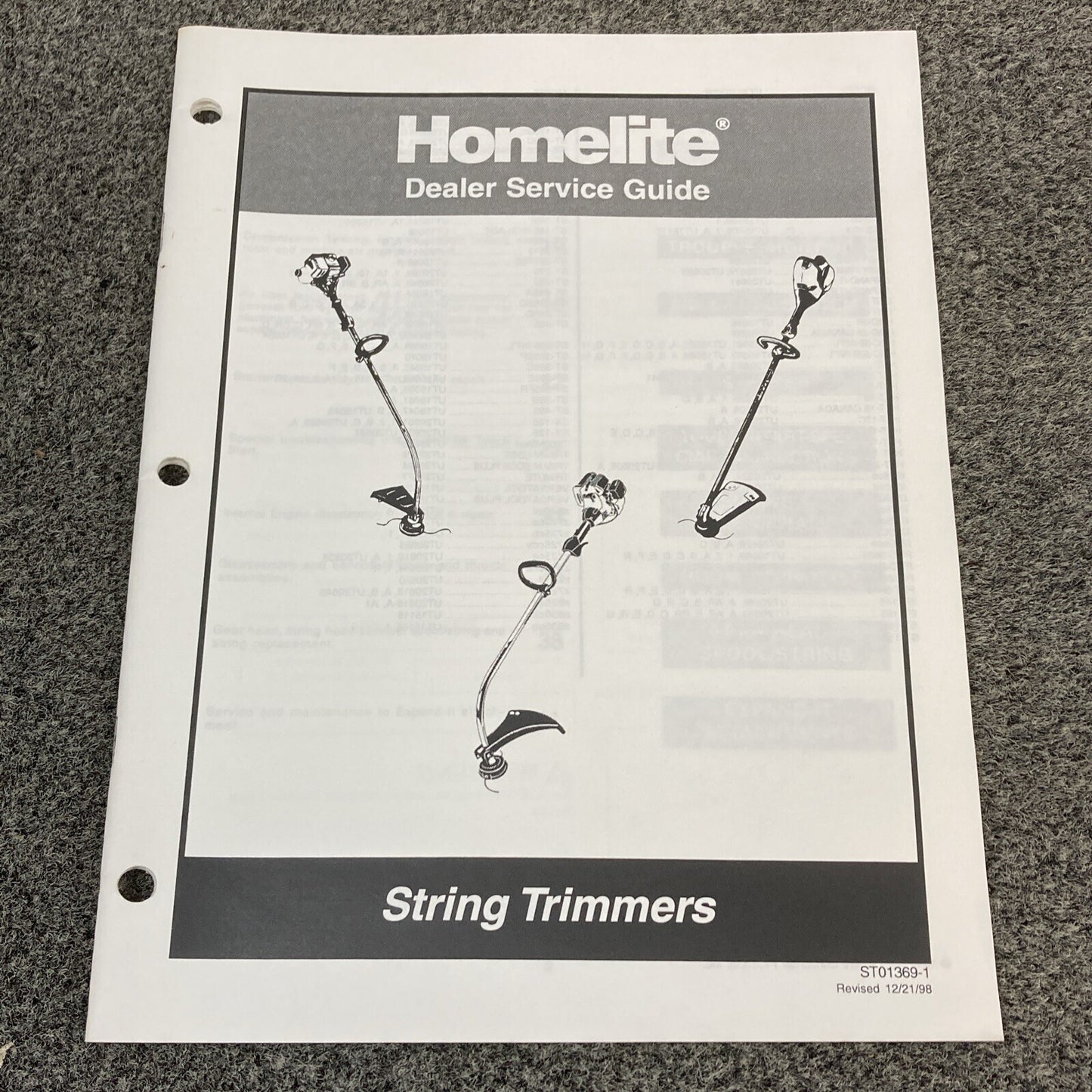 QTY 2 HOMELITE ST01371-1 ST01369-1 DEALER SERVICE GUIDES 1998
