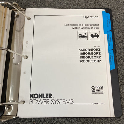 GENUINE KOHLER RV/MOBILE GENERATOR SETS INSTALLATION/OPERATION MANUALS