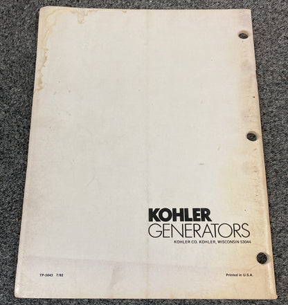 KOHLER MARINE GENERATOR TP-5043 SERVICE MANUAL MODELS 7.5A 7.5R