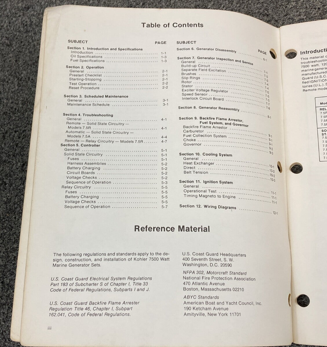 KOHLER MARINE GENERATOR TP-5043 SERVICE MANUAL MODELS 7.5A 7.5R