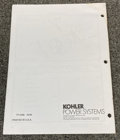 KOHLER GENERATORS PARTS LISTING/PARTS CATALOGS FOR JOHN DEERE