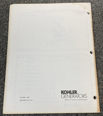 KOHLER GENERATORS PARTS LISTING/PARTS CATALOGS FOR JOHN DEERE