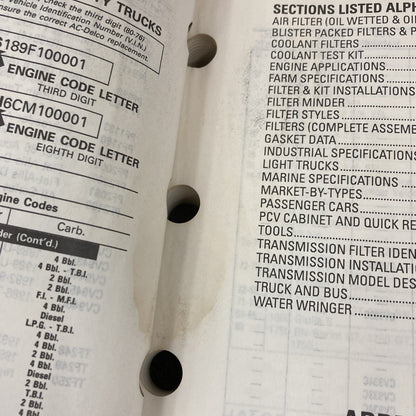 AC-DELCO 1992 & 1993 FILTERS/PCV VALVES PARTS CATALOGS