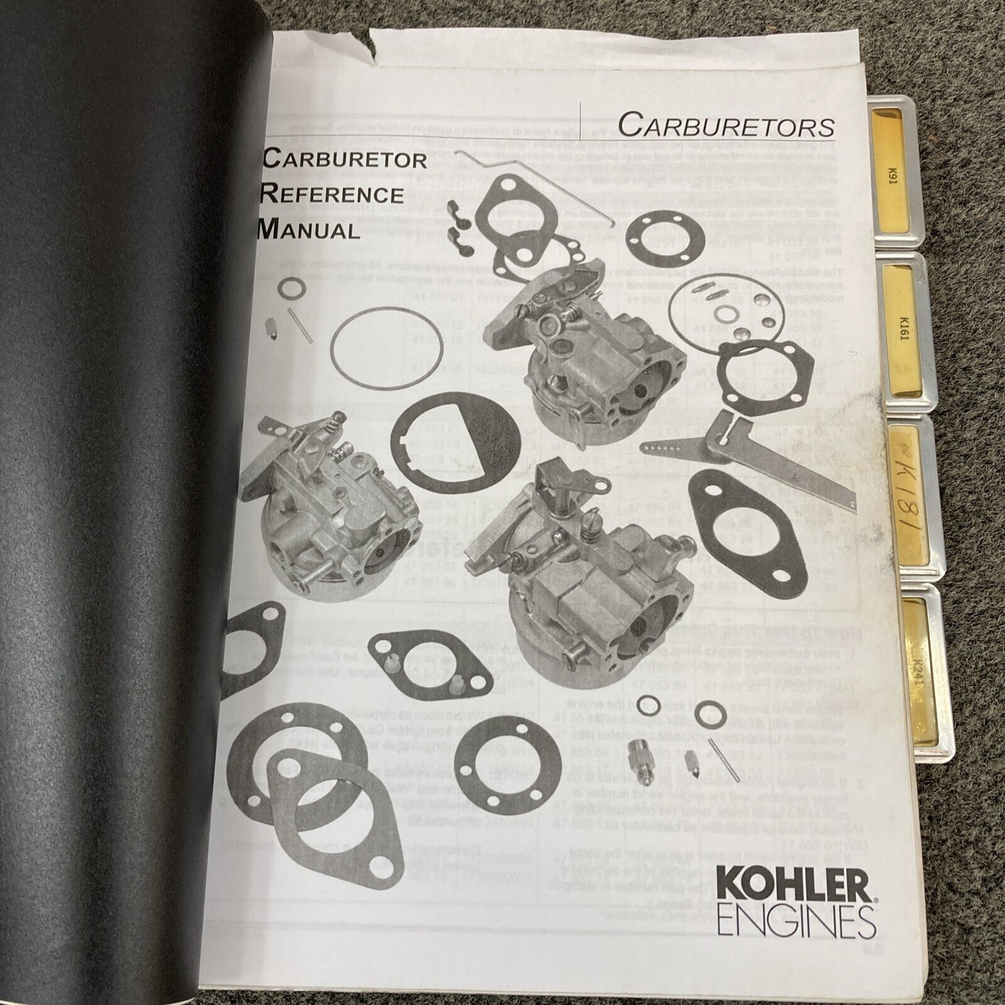 GENUINE KOHLER ENGINES REFERENCE & PARTS MANUALS