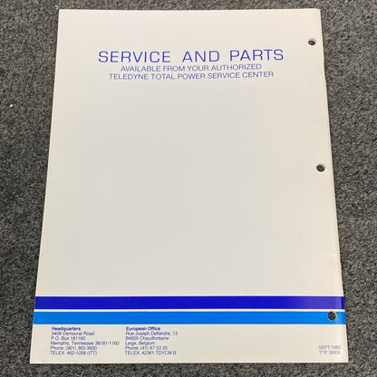 WISCONSIN TELEDYNE TOTAL POWER TTP-30005 ILLISTRATED PARTS CATALOG