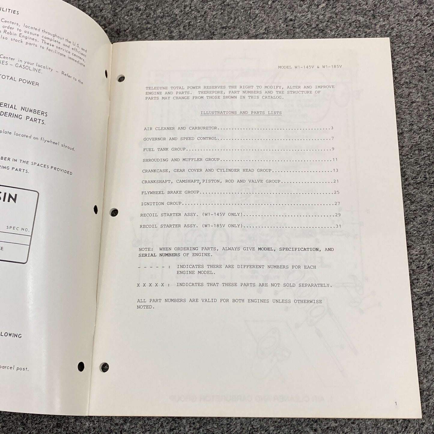 WISCONSIN TELEDYNE TOTAL POWER TTP-30005 ILLISTRATED PARTS CATALOG