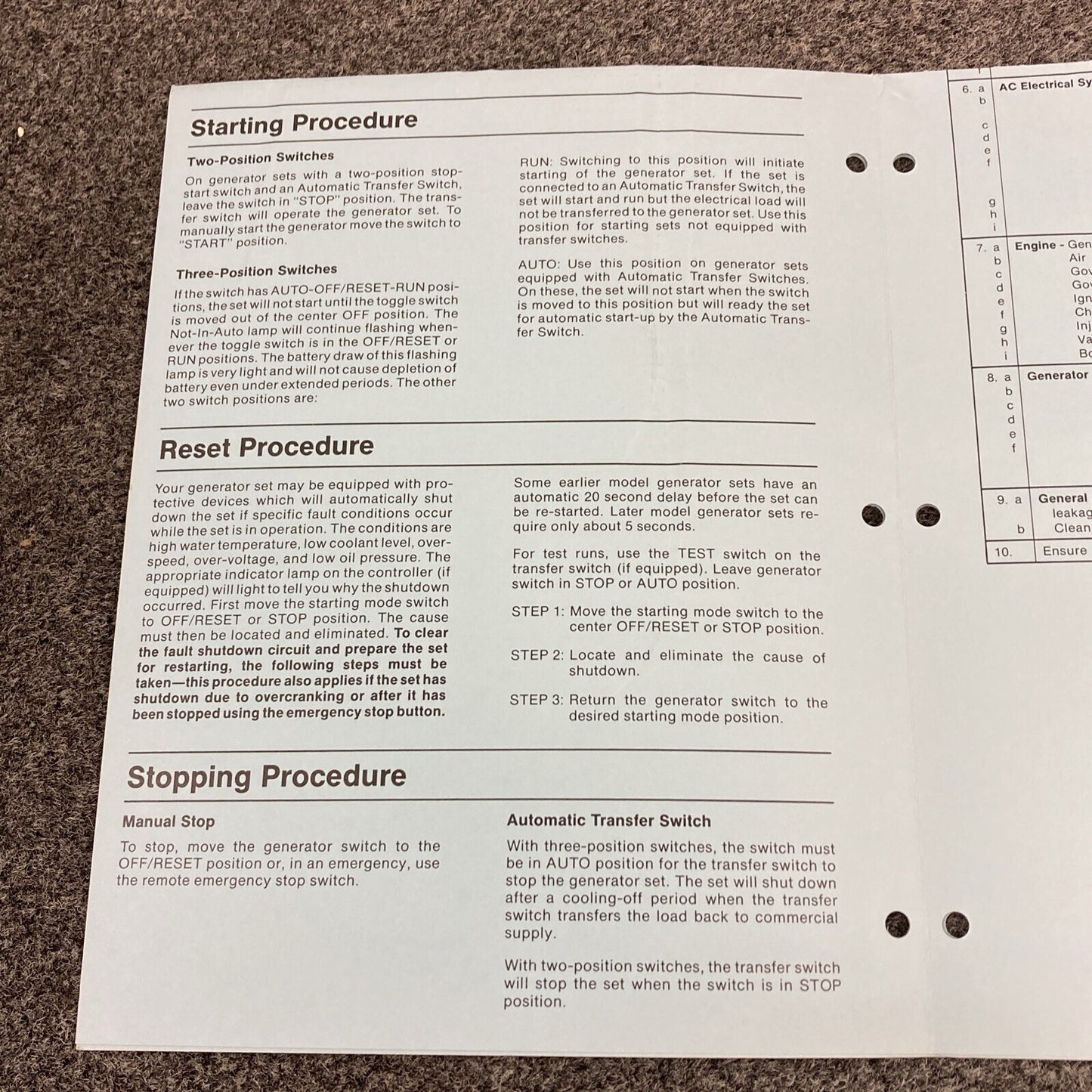 KOHLER TP-5353 FAST RESPONSE II GENERATORS SERVICE MANUAL