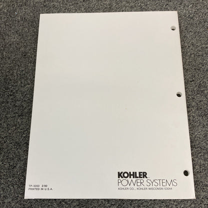 KOHLER TP-5353 FAST RESPONSE II GENERATORS SERVICE MANUAL