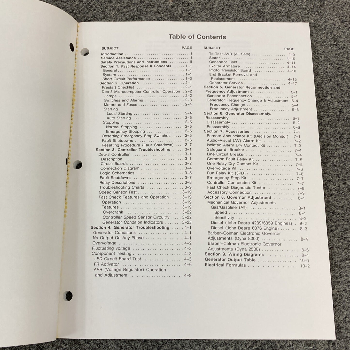 KOHLER TP-5353 FAST RESPONSE II GENERATORS SERVICE MANUAL