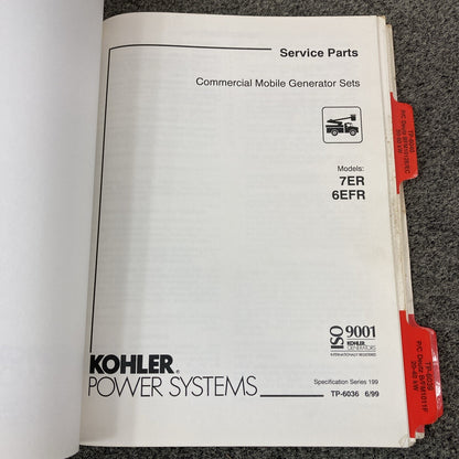 GENUINE KOHLER INDUSTRIAL GENERATOR SET SERVICE PARTS MANUALS