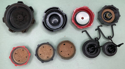LOT OF 9 USED SMALL ENGINE GAS CAPS VARIOUS BRANDS/SIZES