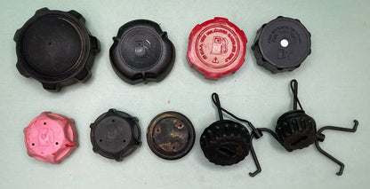 LOT OF 9 USED SMALL ENGINE GAS CAPS VARIOUS BRANDS/SIZES