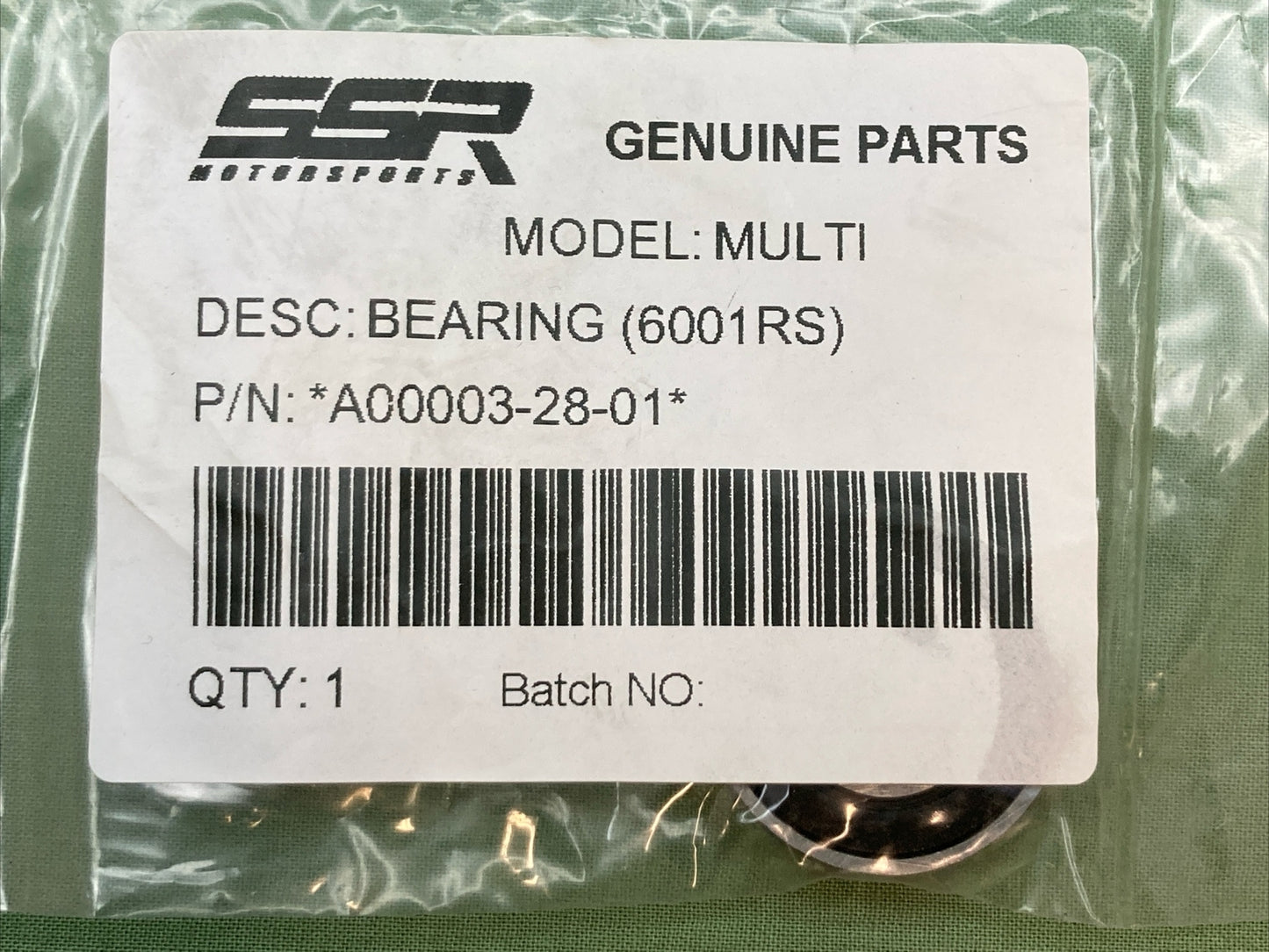 NEW GENUINE SSR MOTORSPORTS A00003-28-01 BEARING 6001RS