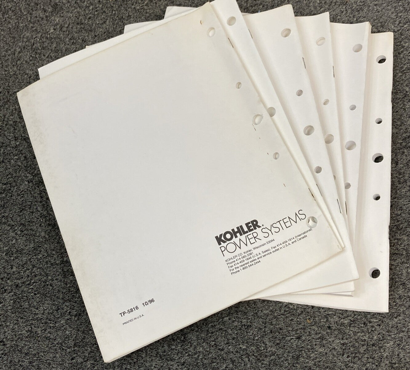 QTY 6 KOHLER INDUSTRIAL/MARINE GENERATOR SETS SERVICE PARTS/PARTS CATALOG