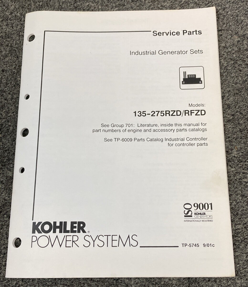 QTY 6 KOHLER INDUSTRIAL/MARINE GENERATOR SETS SERVICE PARTS/PARTS CATALOG