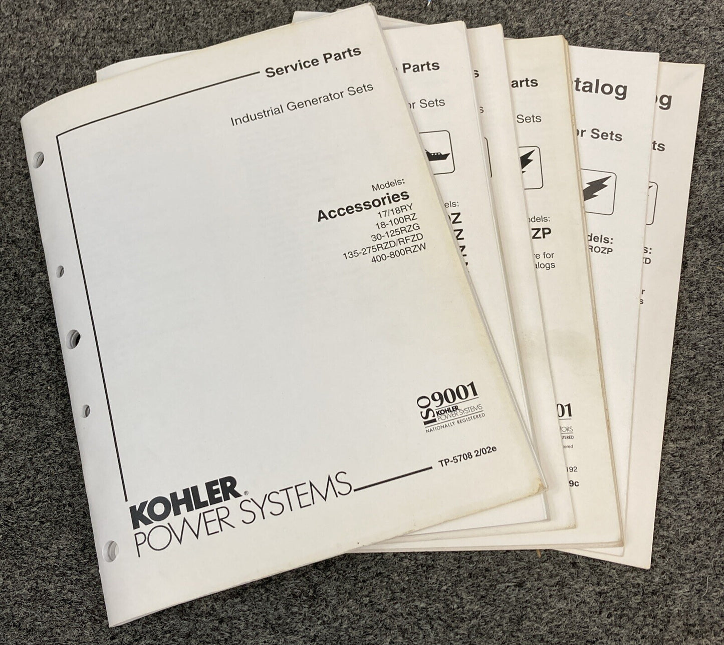 QTY 6 KOHLER INDUSTRIAL/MARINE GENERATOR SETS SERVICE PARTS/PARTS CATALOG