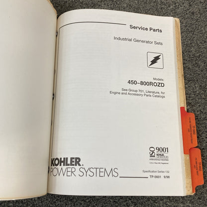 KOHLER GENERATORS MARINE/RV/MOBILE/INDUSTL SERVICE PARTS/PARTS LISTING MANUALS