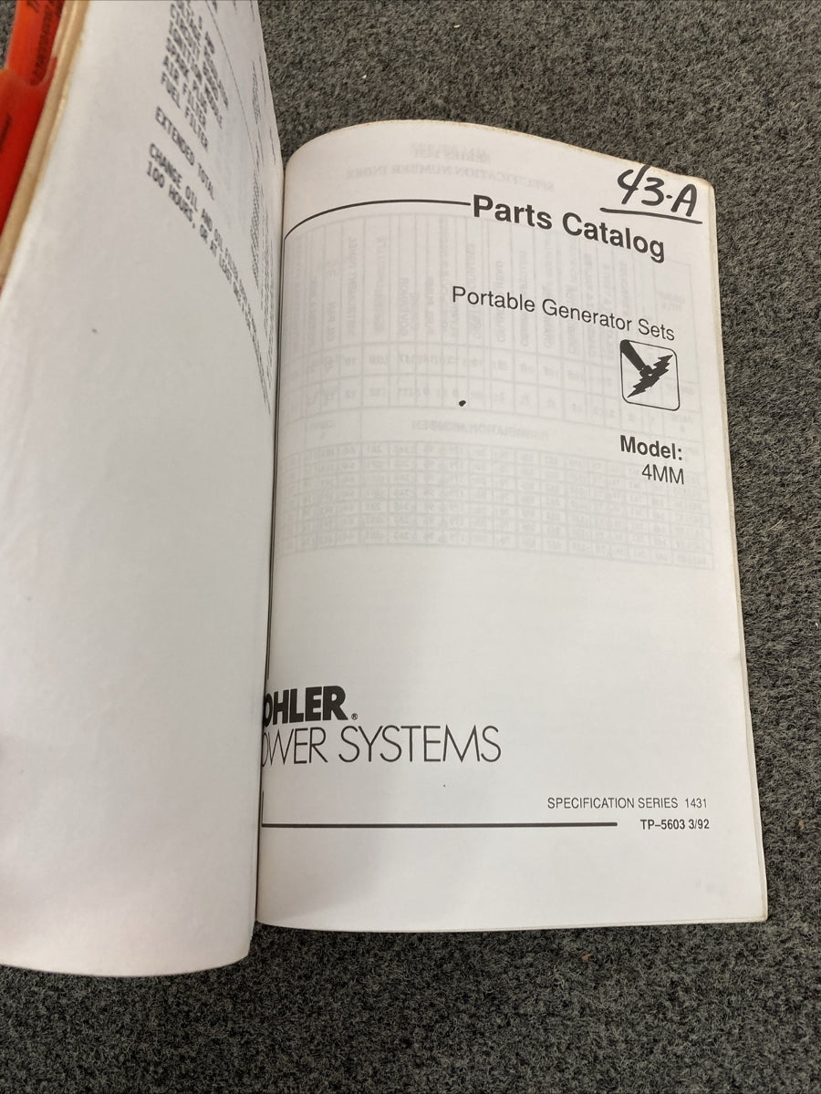 KOHLER GENERATORS MARINE/RV/MOBILE/INDUSTL SERVICE PARTS/PARTS LISTING MANUALS