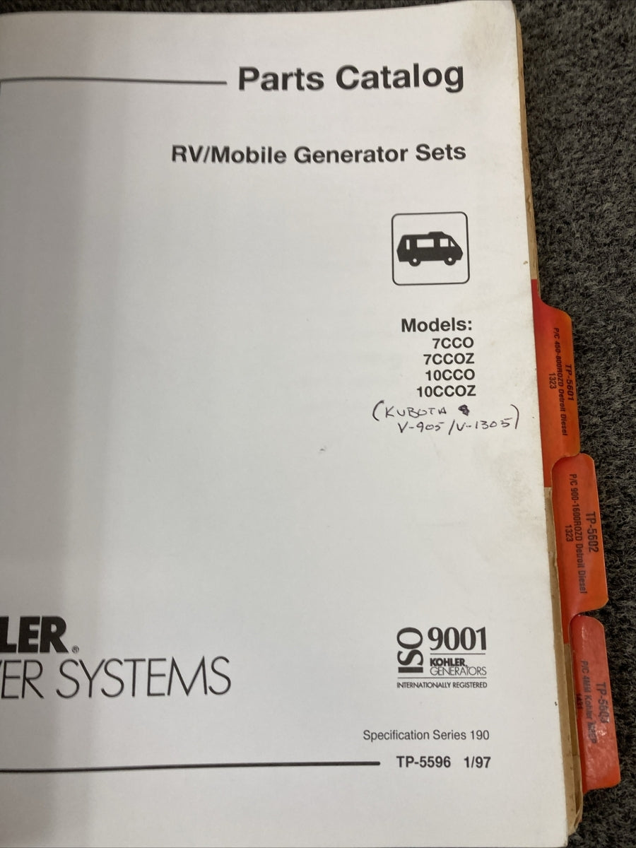 KOHLER GENERATORS MARINE/RV/MOBILE/INDUSTL SERVICE PARTS/PARTS LISTING MANUALS