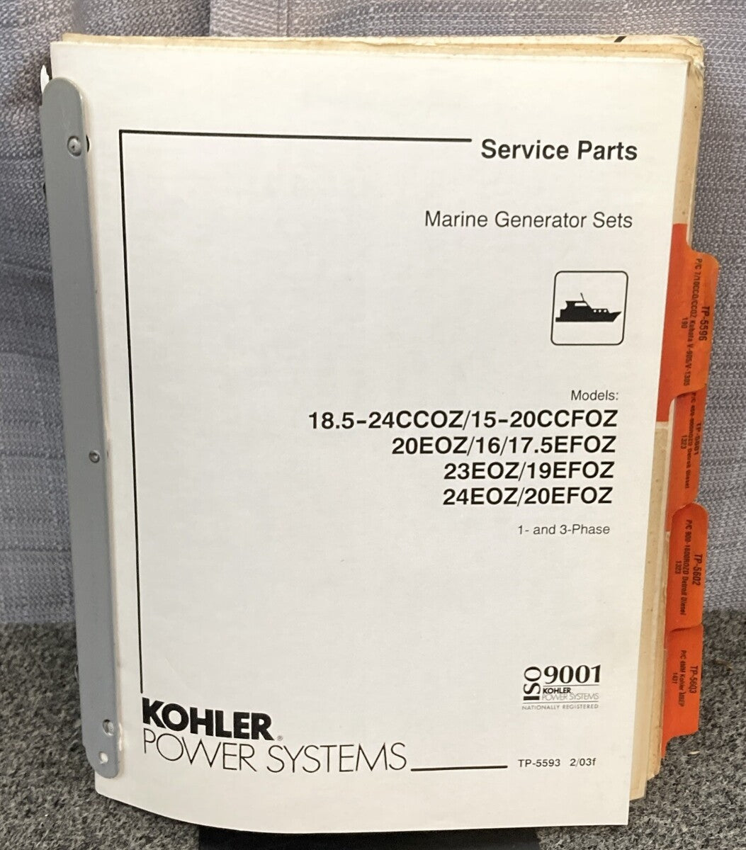 KOHLER GENERATORS MARINE/RV/MOBILE/INDUSTL SERVICE PARTS/PARTS LISTING MANUALS