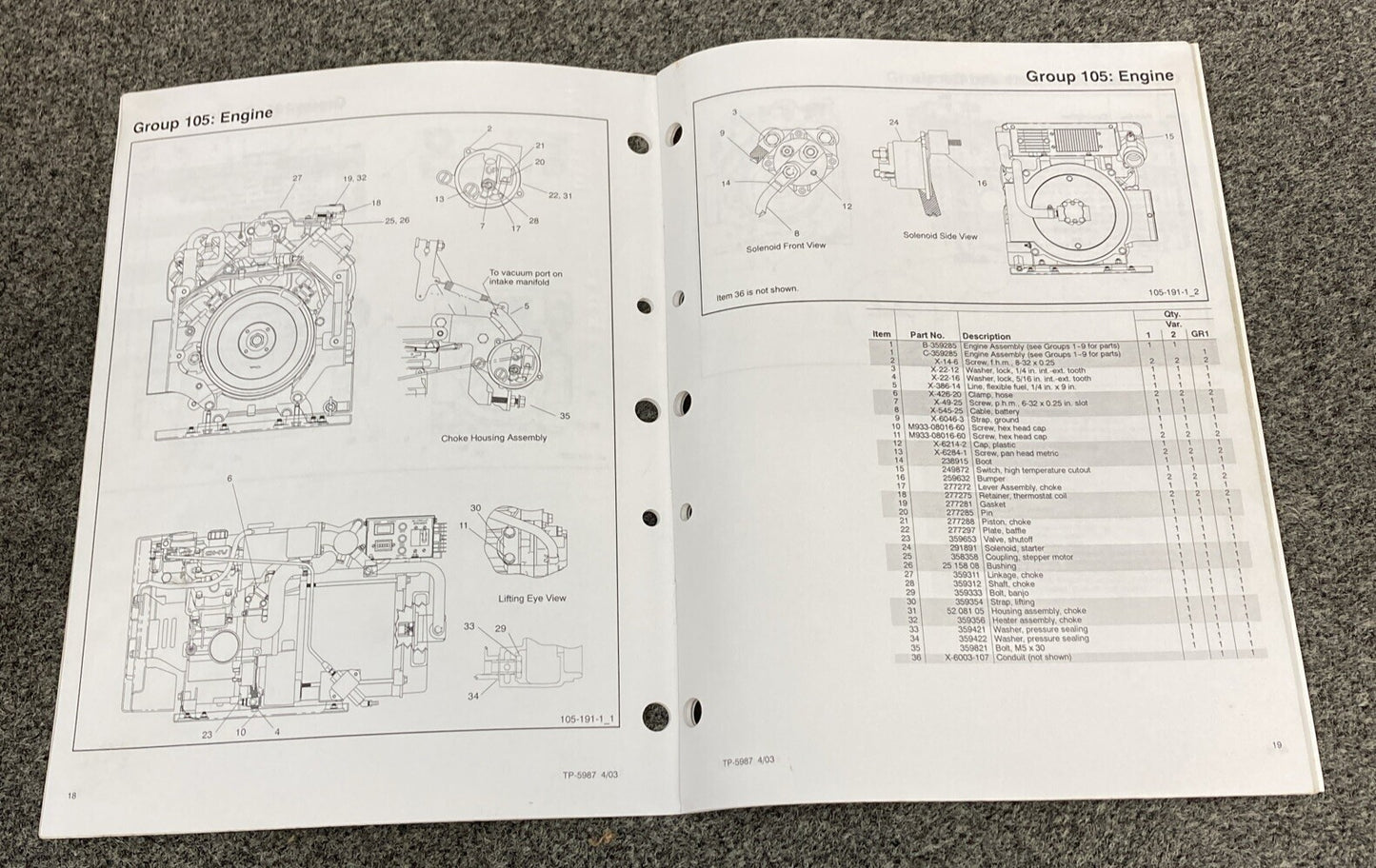 QTY 7 KOHLER GENERATORS SETS SERVICE PARTS MANUALS