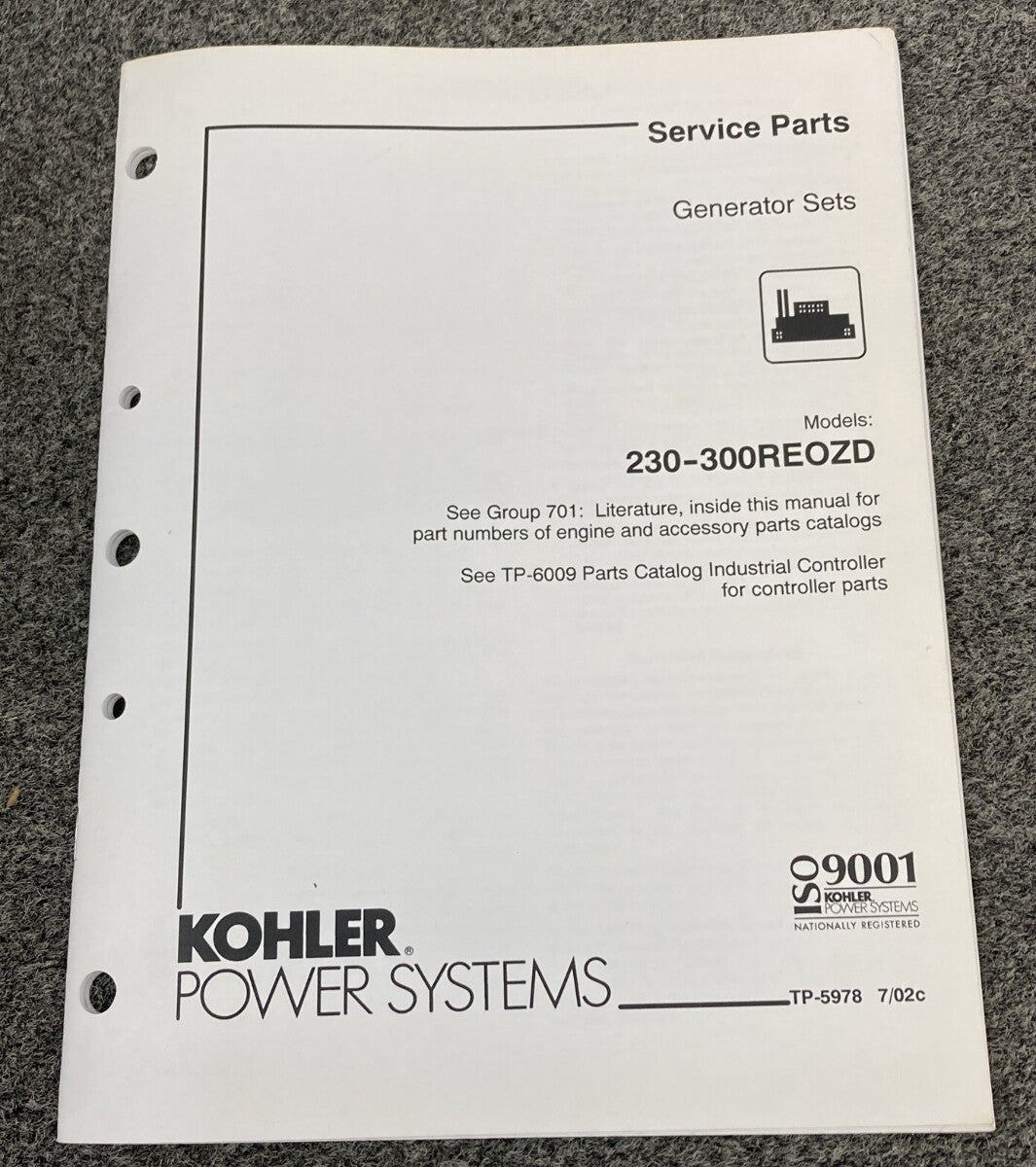 QTY 7 KOHLER GENERATORS SETS SERVICE PARTS MANUALS