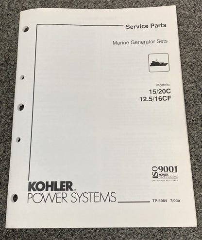 QTY 7 KOHLER GENERATORS SETS SERVICE PARTS MANUALS