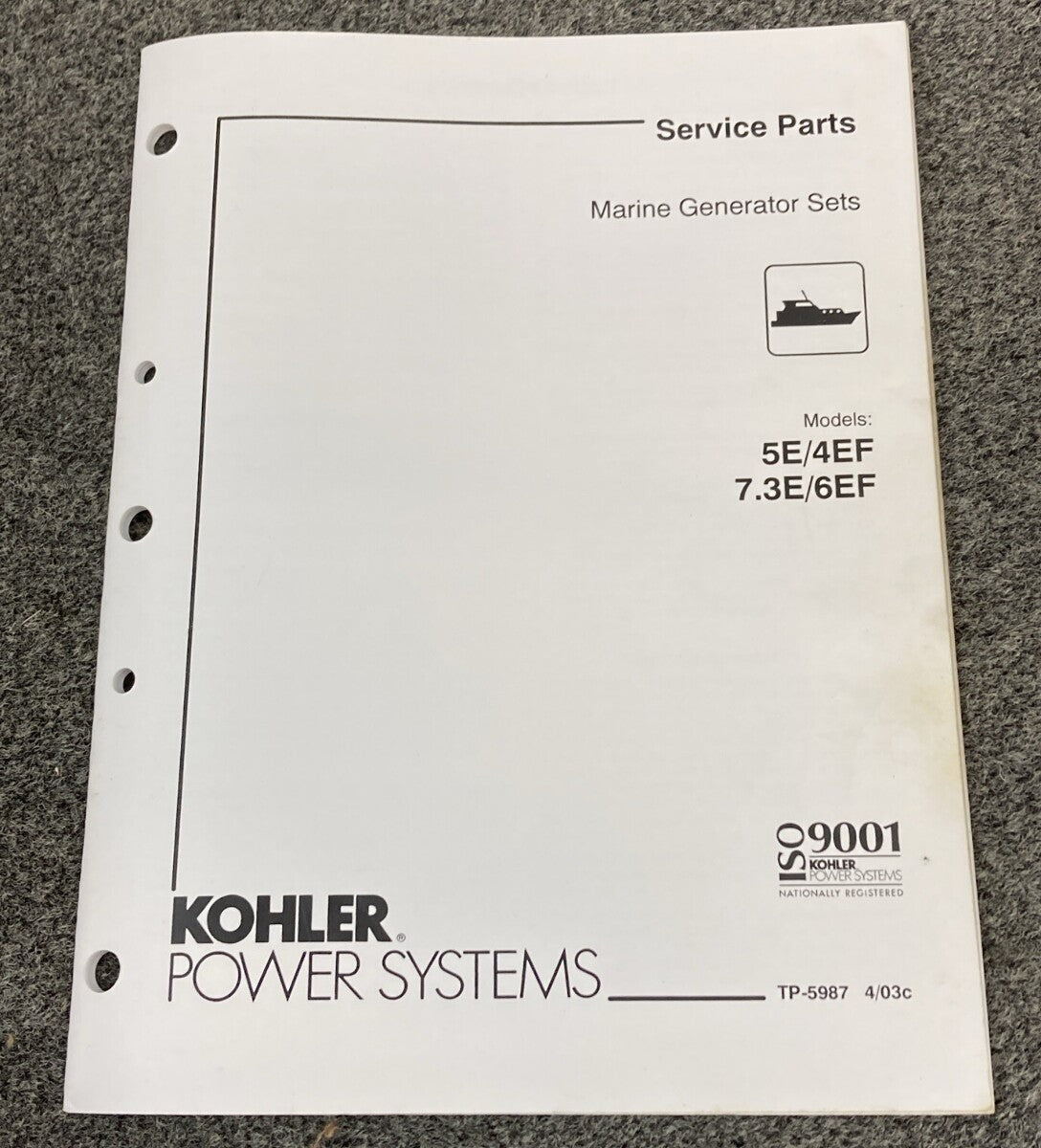 QTY 7 KOHLER GENERATORS SETS SERVICE PARTS MANUALS