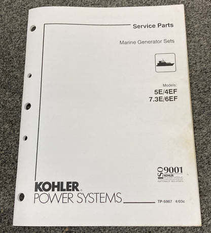 QTY 7 KOHLER GENERATORS SETS SERVICE PARTS MANUALS