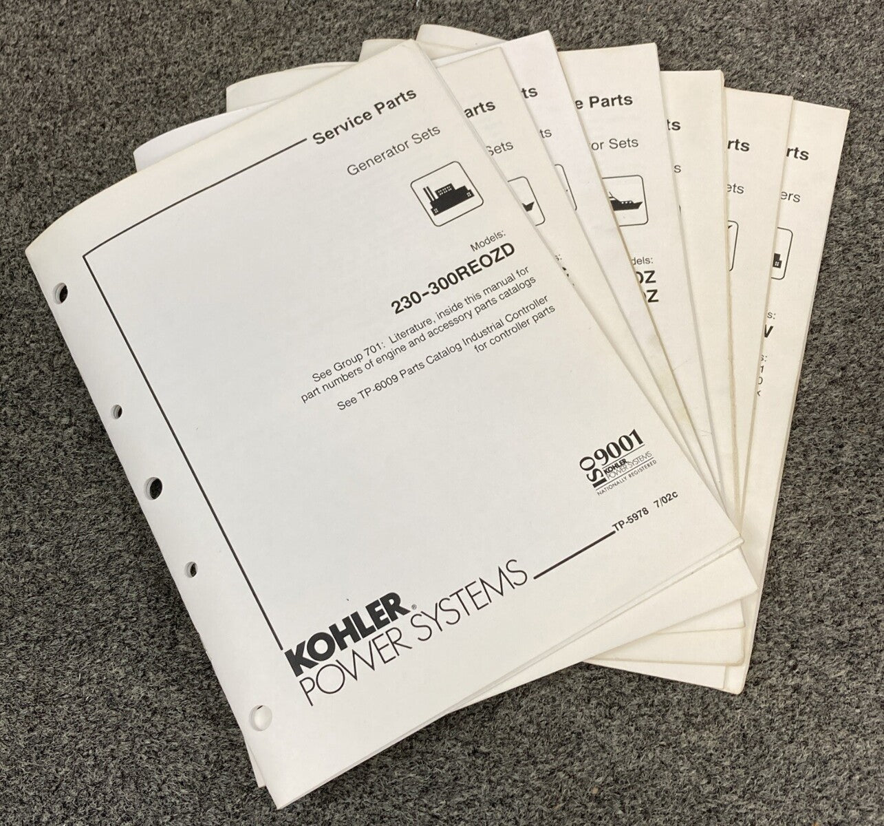 QTY 7 KOHLER GENERATORS SETS SERVICE PARTS MANUALS