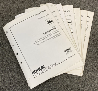 QTY 7 KOHLER GENERATORS SETS SERVICE PARTS MANUALS