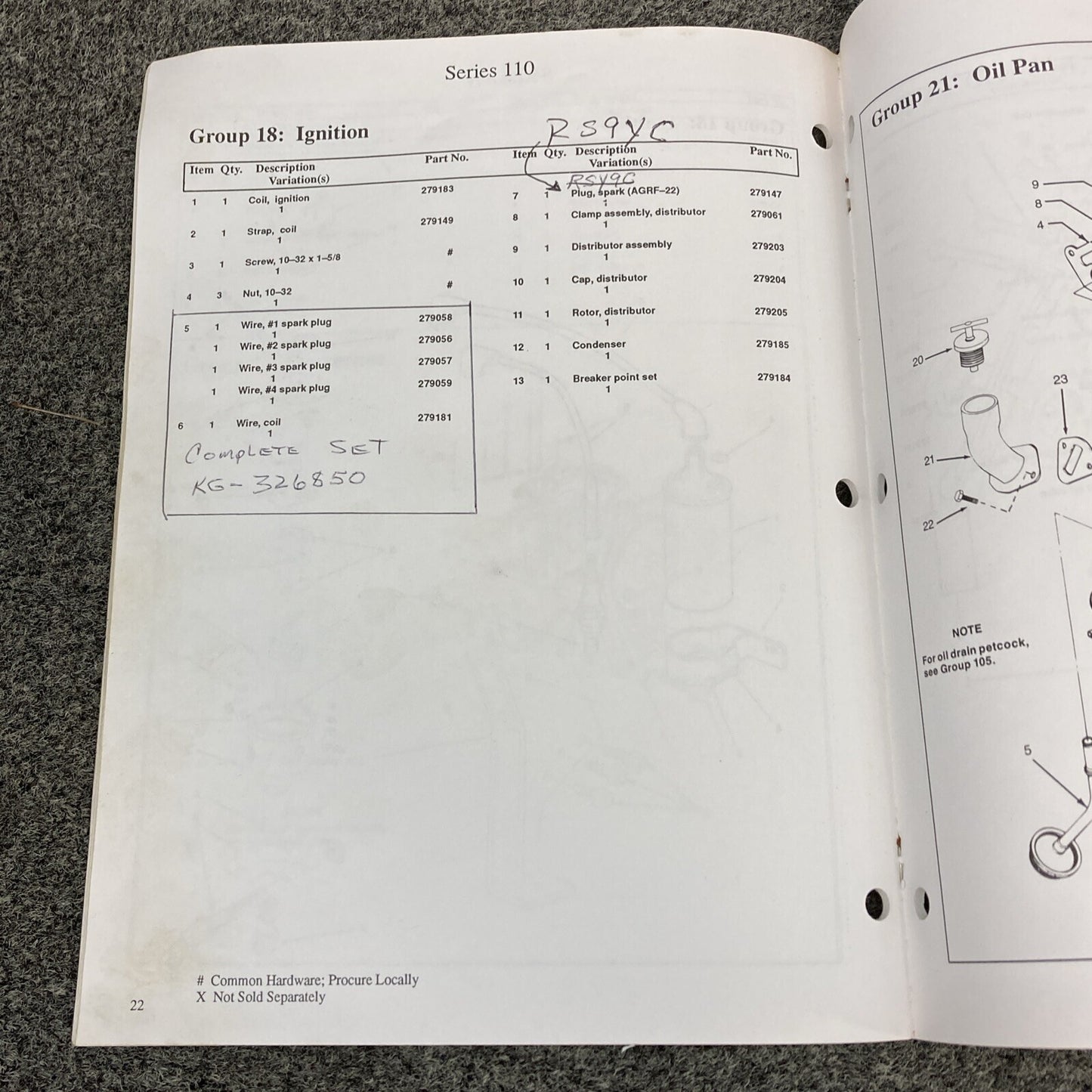 QTY 4 KOHLER GENERATORS SETS SERVICE PARTS/PARTS CATALOGS
