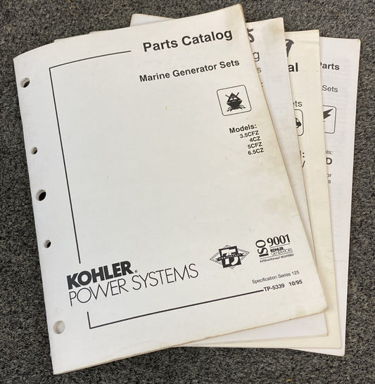 QTY 4 KOHLER GENERATORS SETS SERVICE PARTS/PARTS CATALOGS