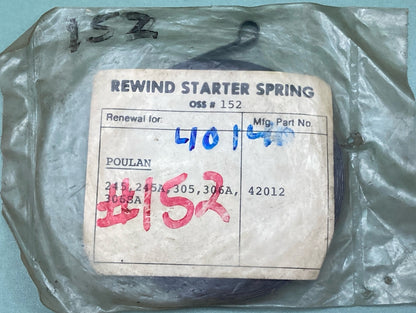 NEW REPLACES TOTAL 152 REWIND STARTER SPRING POULAN