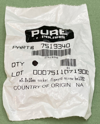 NEW GENUINE POLARIS 7519340 FRONT STRUT Soc. Head Flange Screw, 5.8 mm x 16 mm