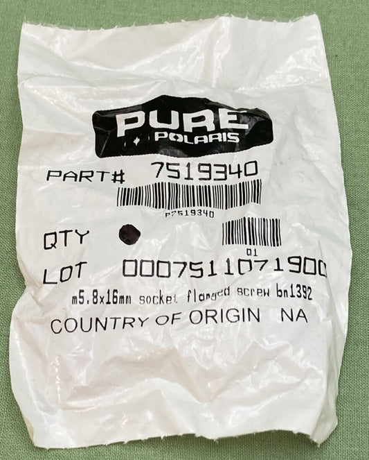 NEW GENUINE POLARIS 7519340 FRONT STRUT Soc. Head Flange Screw, 5.8 mm x 16 mm