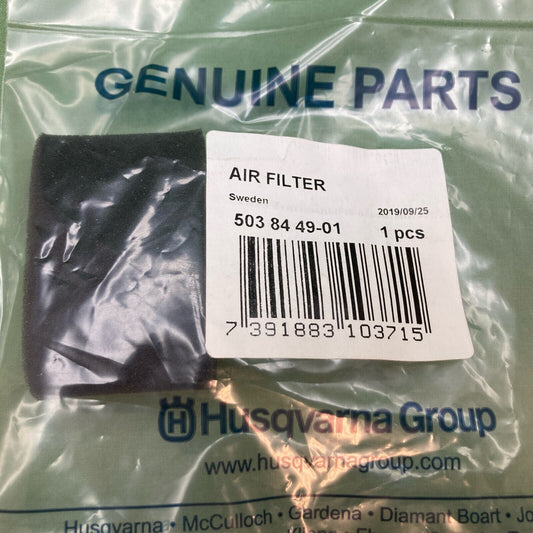 NEW GENUINE HUSQVARNA CHAINSAW 503 84 49-01 Air Filter (Foam)