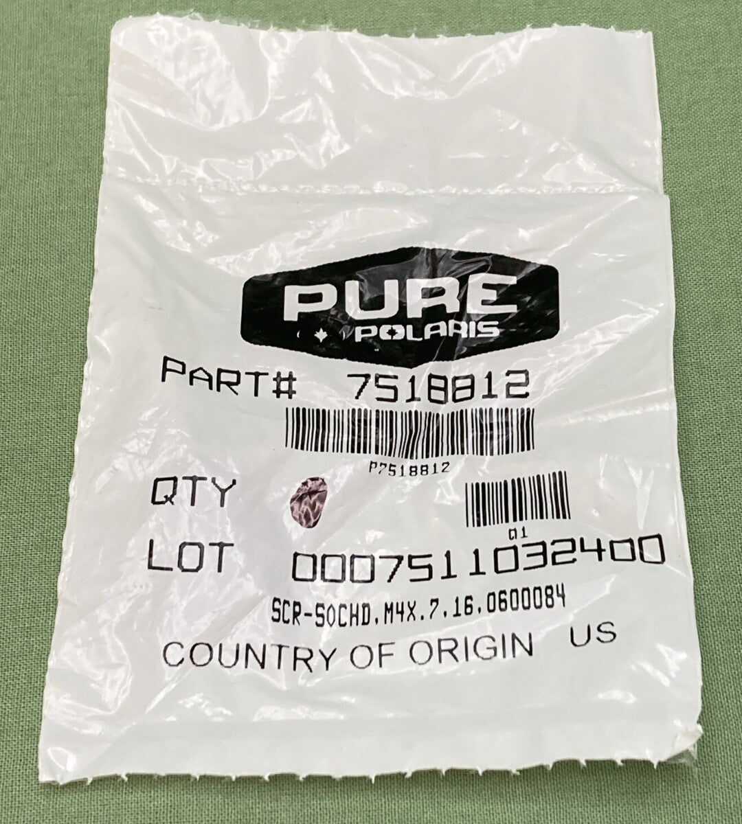 NEW GENUINE POLARIS 7518812 Socket Head Screw, 4 mm x .7 mm