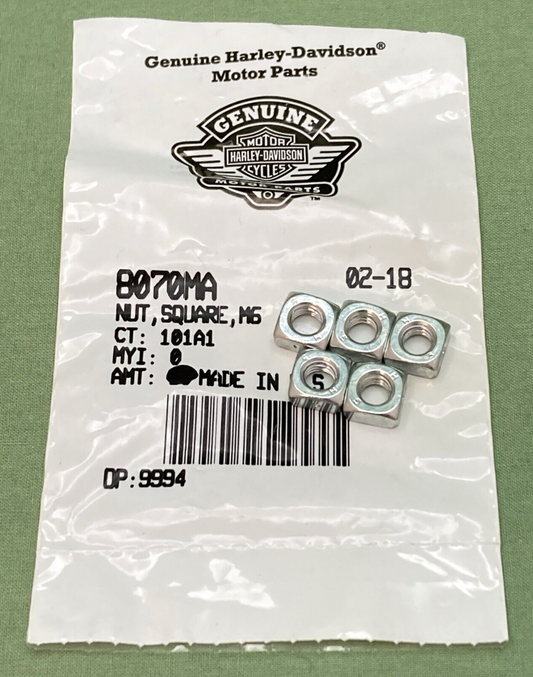 QTY 5 NEW GENUINE HARLEY DAVIDSON 8070MA NUT SQUARE M6