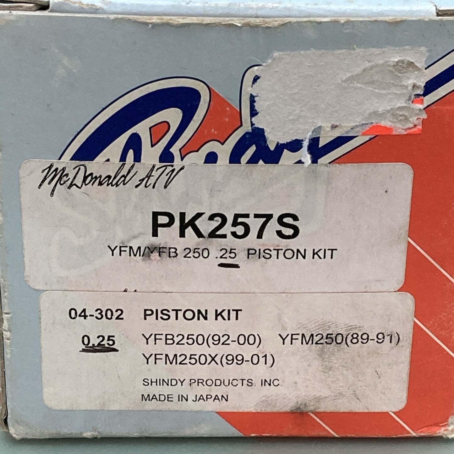 NEW GENUINE SHINDY PK257S PISTON KIT 0.25