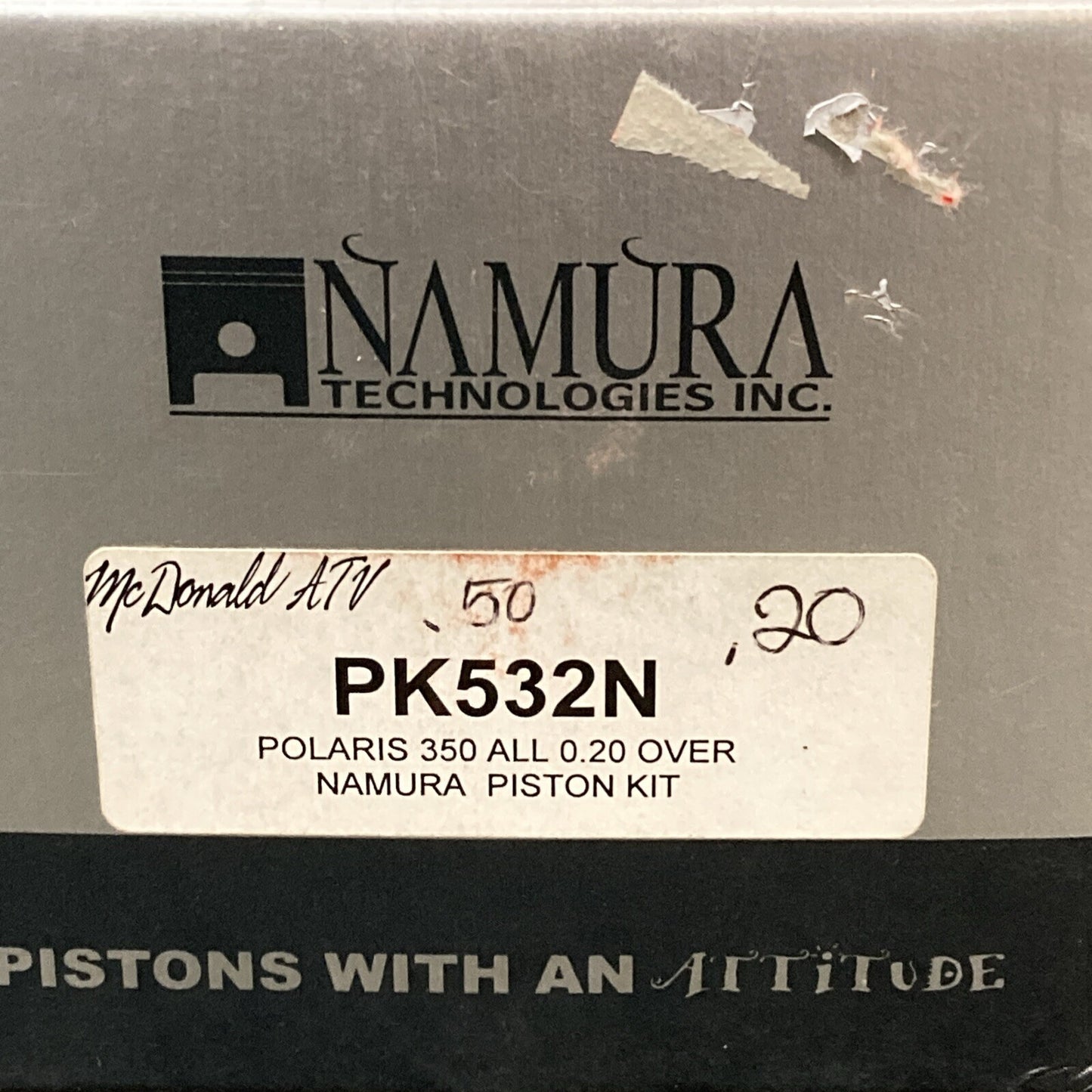 NEW NAMURA TECHNOLOGIES PK532N POLARIS 350 ALL 0.20 OVER NA-50001-2 PISTON KIT