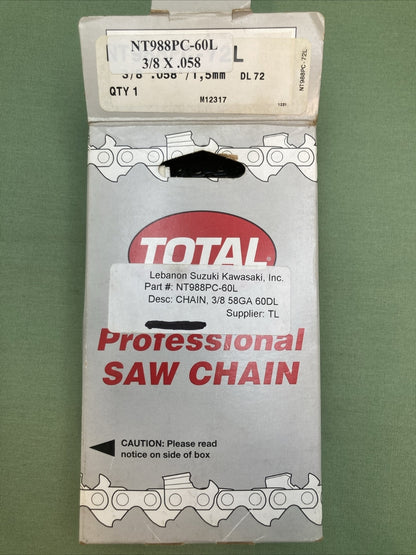 NEW GENUINE TOTAL NT988PC-60L 16" CHAINSAW CHAIN 3/8 .058GA 60DL