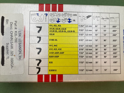 NEW GENUINE CARLTON K21-78E 20" CHAINSAW CHAIN .325 .058GA 78DL