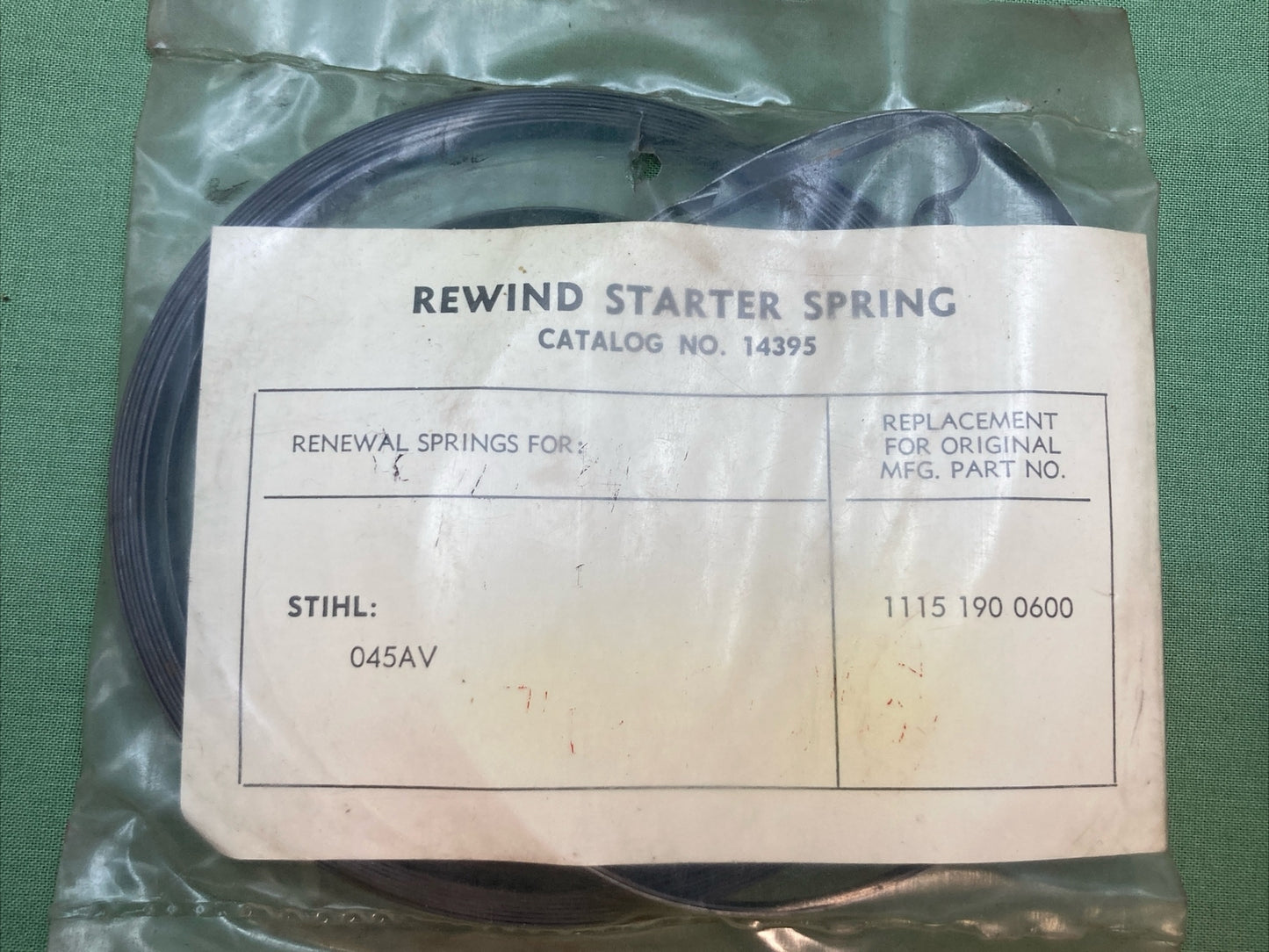 NEW REPLACES STIHL 1115-190-0600 STARTER SPRING 14395